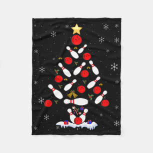 Funny Bowling Christmas Tree Lights Xmas For Men W Fleece Blanket