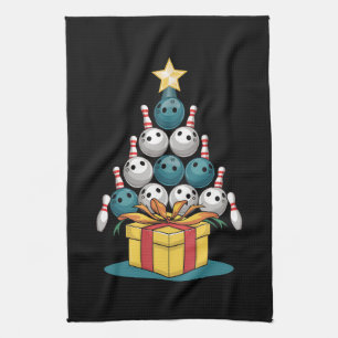 Funny Bowling Christmas Tree Lights Xmas Gifts Kitchen Towel