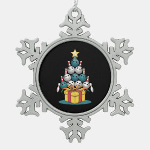 Funny Bowling Christmas Tree Lights Xmas Gifts Snowflake Pewter Christmas Ornament