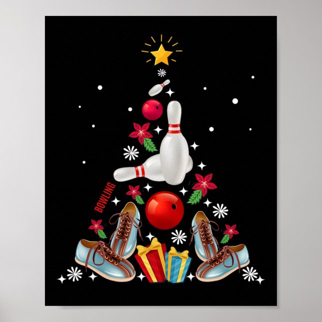 Funny Bowling Christmas Tree Ornament Decor Merry  (Front)