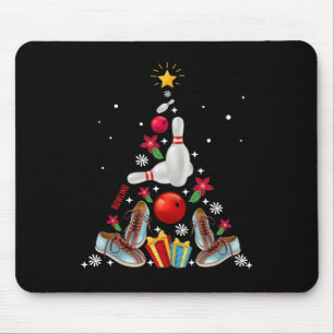 Funny Bowling Christmas Tree Ornament Decor Merry Mouse Pad