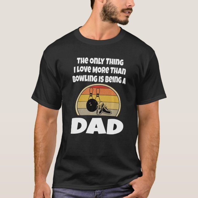 Funny Bowling Dad Bowler Father  Retro Sunset Ball T-Shirt (Front)