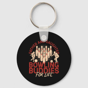 Funny Bowling Dad Daughter Father And Daughter Bow Keychain