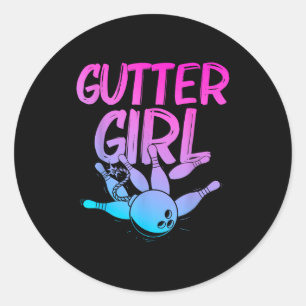 Funny Bowling Design For Girls Women Bowler Bowlin Classic Round Sticker