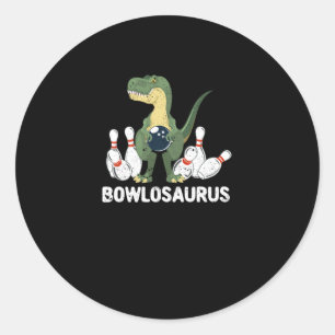 Funny Bowling Dinosaur Bowler Dino Bowl T-Rex Classic Round Sticker
