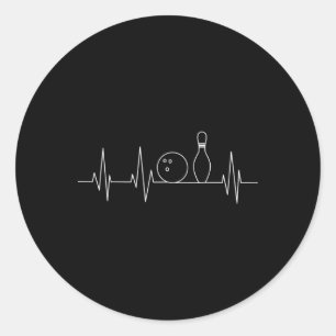 Funny Bowling Gift Cute Ekg Bowlers For Men Women Classic Round Sticker