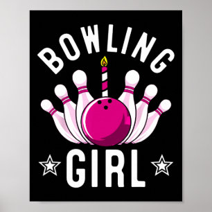 Funny Bowling Gift For Kids Cool Bowler Girls Birt Poster