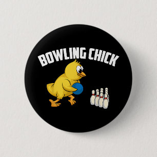 Funny Bowling Gift Women Cute Bowling Chick Sports 2 Inch Round Button