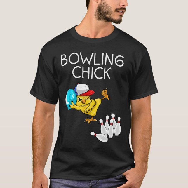 Funny Bowling Gift Women Cute Bowling Chick Sports T-Shirt (Front)