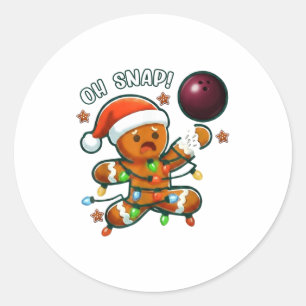 Funny Bowling Gingerbread Cookie Lights Oh Snap Gi Classic Round Sticker