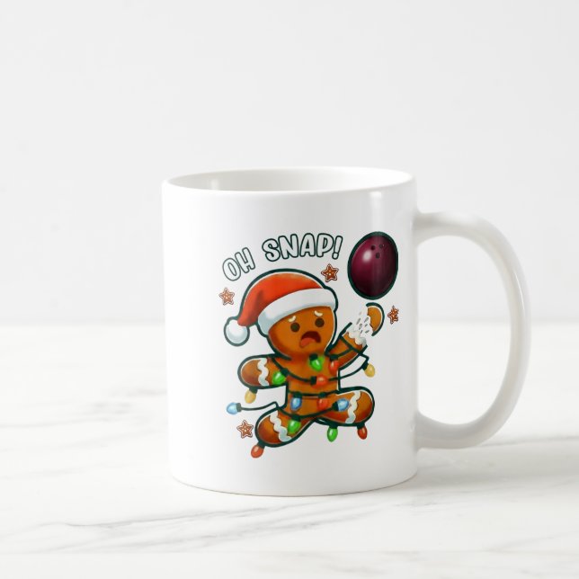 Funny Bowling Gingerbread Cookie Lights Oh Snap Gi Coffee Mug (Right)