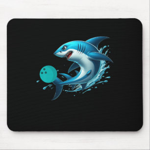 Funny Bowling Graphic Bowling Shark Playing Bowlin Mouse Pad