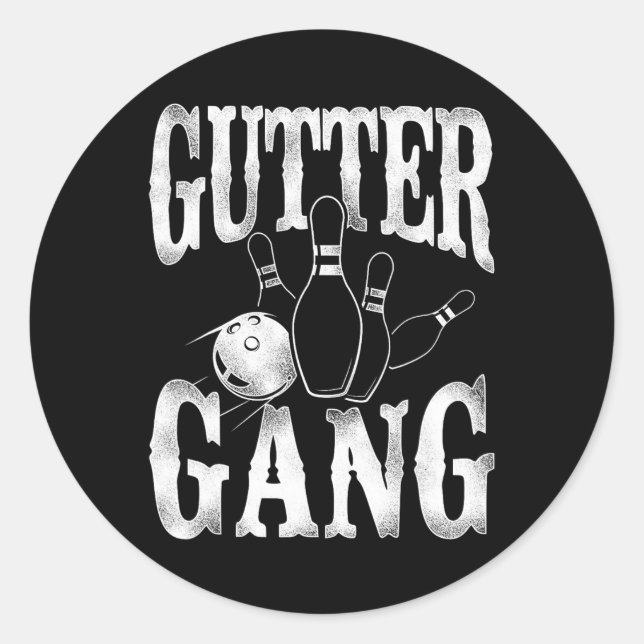 Funny Bowling Gutter Gang  Classic Round Sticker (Front)