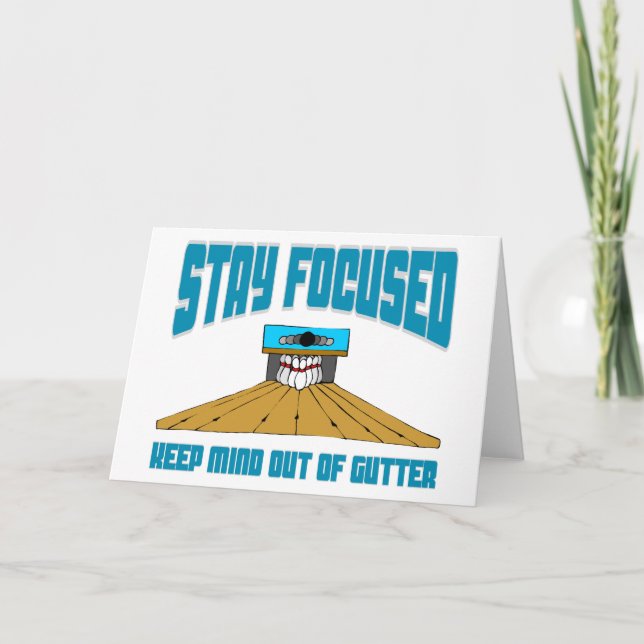 Funny Bowling Keep Mind Out Of Gutter Holiday Card (Front)