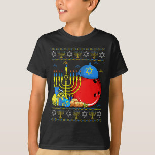 Funny Bowling Ll Menorah And Dreidel Ugly Hanukkah T-Shirt