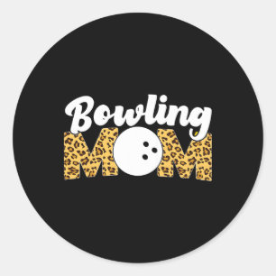 Funny Bowling Mom Leopard Cheetah Bowling Mom Classic Round Sticker