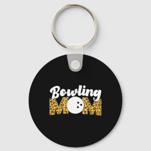 Funny Bowling Mom Leopard Cheetah Bowling Mom Keychain