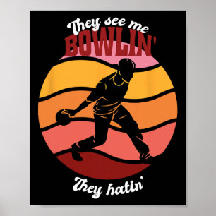Funny Bowling Party Theme Vintage  Poster