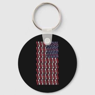 Funny Bowling Pin American Flag Design  Keychain