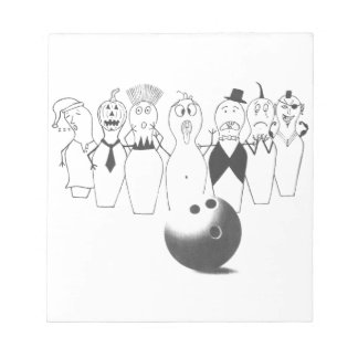 Funny bowling pin characters notepad