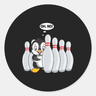 Funny Bowling Pin Cute Penguin For Bowling Lover K Classic Round Sticker