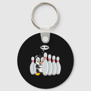 Funny Bowling Pin Cute Penguin For Bowling Lover K Keychain