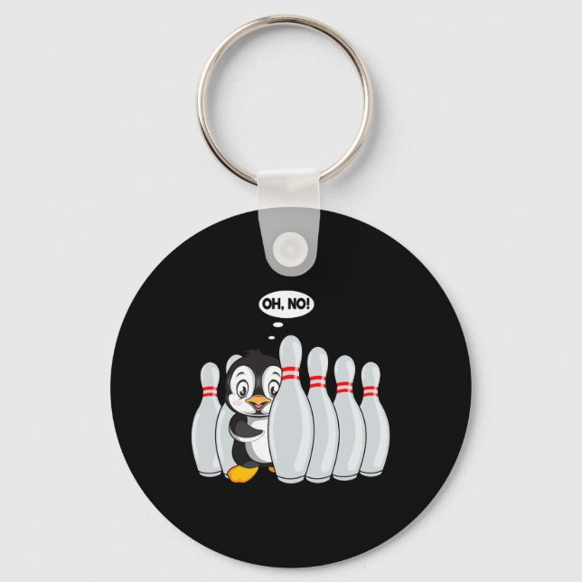 Funny Bowling Pin Cute Penguin For Bowling Lover K Keychain (Front)