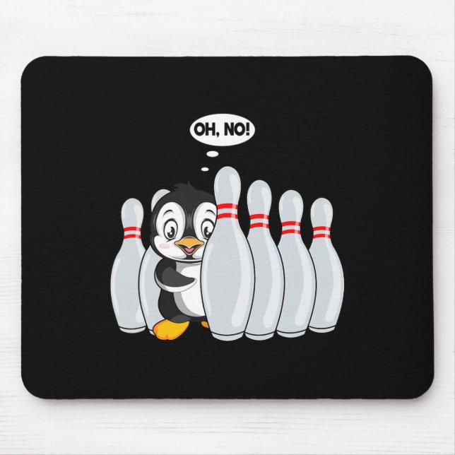 Funny Bowling Pin Cute Penguin For Bowling Lover K Mouse Pad (Front)