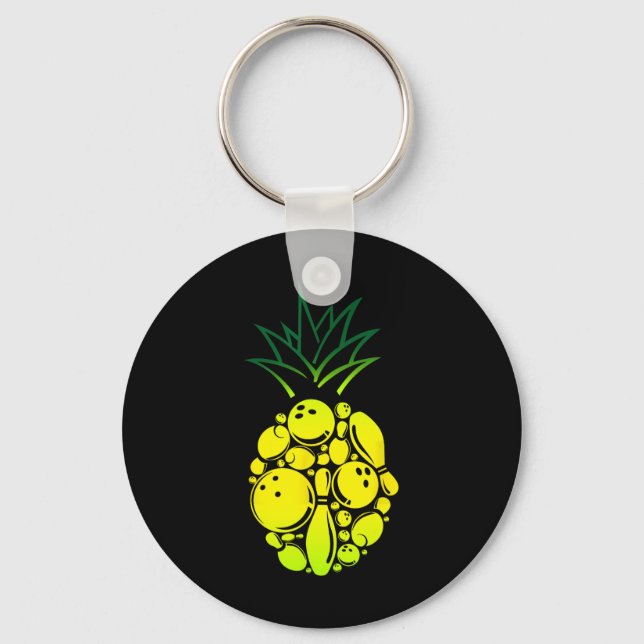Funny Bowling Pineapple  Keychain (Front)
