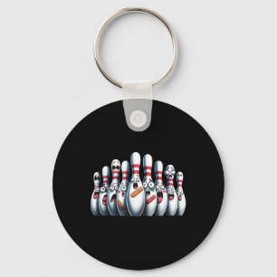Funny Bowling Pins Cute Scared Bowling Sport Bowle Keychain