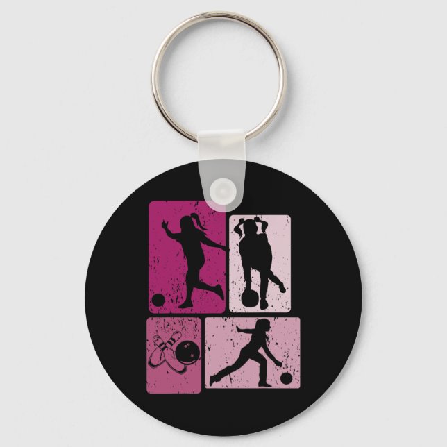 Funny Bowling Player Bowler Game Enthusiast Outfit Keychain (Front)