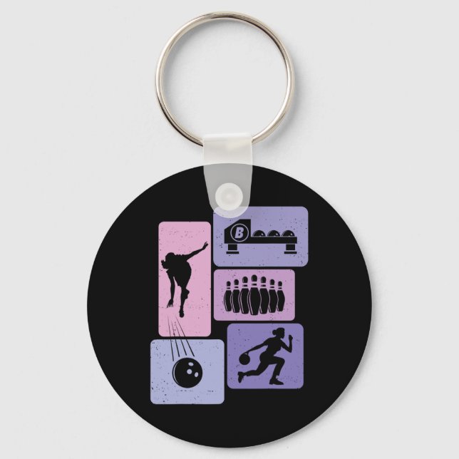 Funny Bowling Player Bowler Game Enthusiast Outfit Keychain (Front)