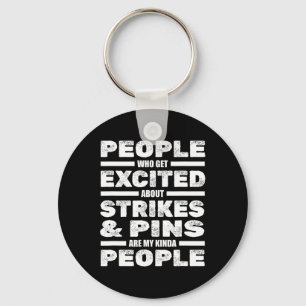 Funny Bowling Player Team Strikes Pins - Bowler Bo Keychain