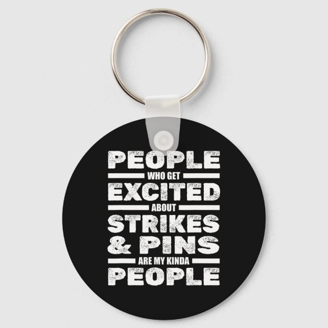 Funny Bowling Player Team Strikes Pins - Bowler Bo Keychain (Front)