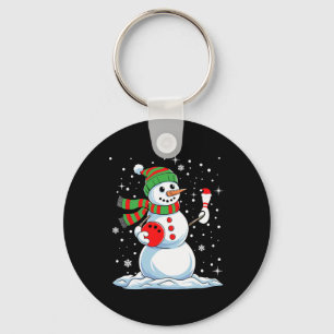 Funny Bowling Player Xmas Lights Snow Bowling Chri Keychain