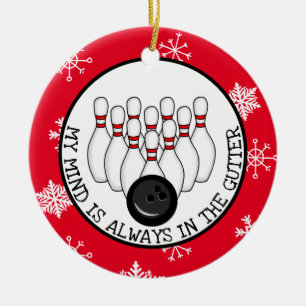 Funny Bowling Pun Christmas   Ceramic Ornament