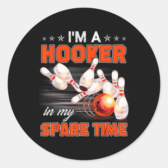 Funny Bowling Pun I'm A In My Spare Time Gifts  Classic Round Sticker (Front)