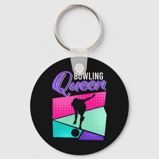 Funny Bowling Saying Bowling Queen Women Bowler  Keychain (Front)