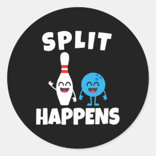 Funny Bowling Split Happens Classic Round Sticker