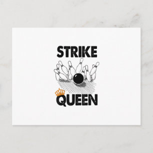 Funny Bowling Strike Queen Tee Shirt Men Women Gif Postcard
