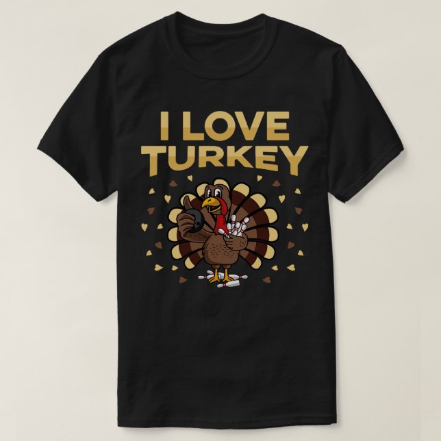 Funny Bowling Turkey T-Shirt (Design Front)