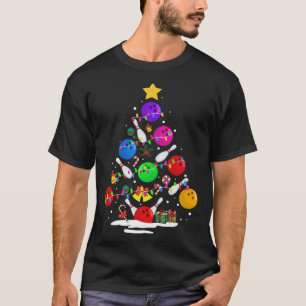 Funny Bowling Ugly Christmas Tree Lights Xmas For  T-Shirt