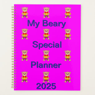 Funny Bowtie Bear on Pink Planner