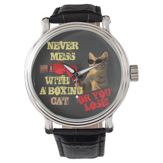 Funny Boxer Cat | Cute Cat Lovers Keepsake Watch (Front)