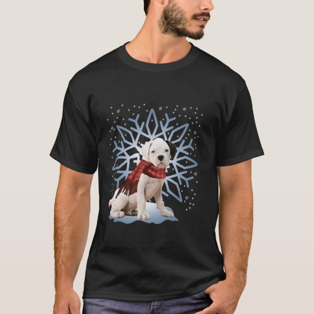 Funny Boxer Christmas Lights Tree Dog Lover Xmas L T-Shirt (Front)