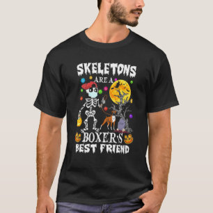 Funny Boxer Dog Best Friend Halloween Skeletons Co T-Shirt