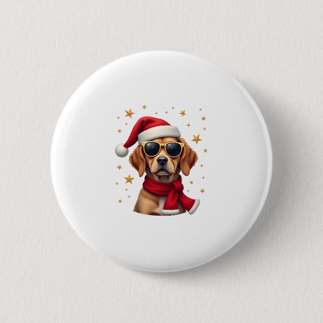 Funny Boxer Dog Christmas Lights Xmas Outfit Pajam 2 Inch Round Button (Front)