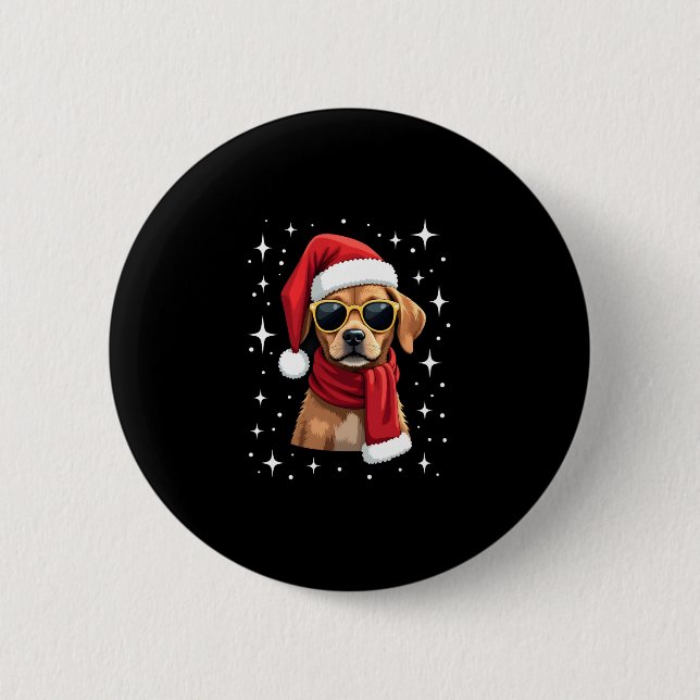 Funny Boxer Dog Christmas Lights Xmas Outfit Pajam 2 Inch Round Button (Front)