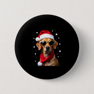 Funny Boxer Dog Christmas Lights Xmas Outfit Pajam 2 Inch Round Button