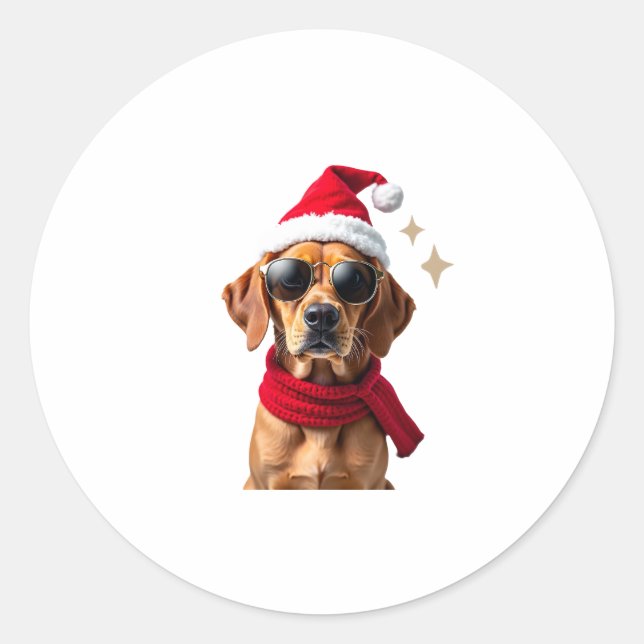 Funny Boxer Dog Christmas Lights Xmas Outfit Pajam Classic Round Sticker (Front)